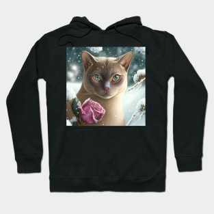 Burmese Cat in Snow Hoodie